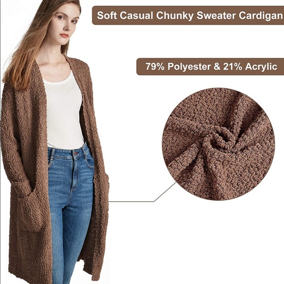 🆕 Soft Mocha Popcorn Cardigan with Pockets - Picture 2 of 7